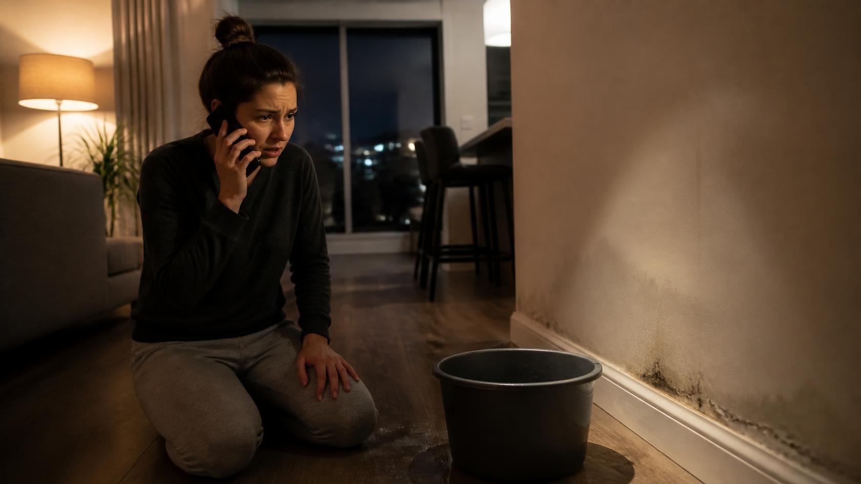 Night apartment resident calling about a maintenance leak